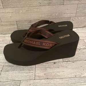 Michael Kors Brown Wedge Sandals Women’s Size 8 New!